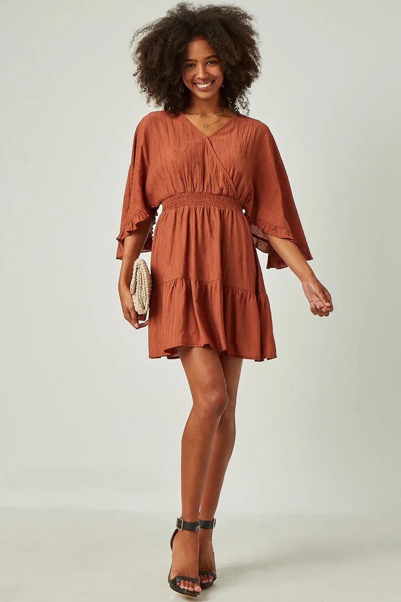 Comfort Mode Classic Motion Exaggerated Open Ruffled Dolman Sleeve Dress