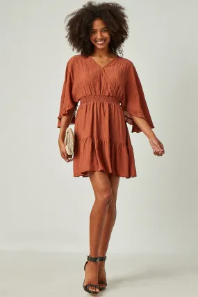 Curve-Enhancing Exaggerated Open Ruffled Dolman Sleeve Dress