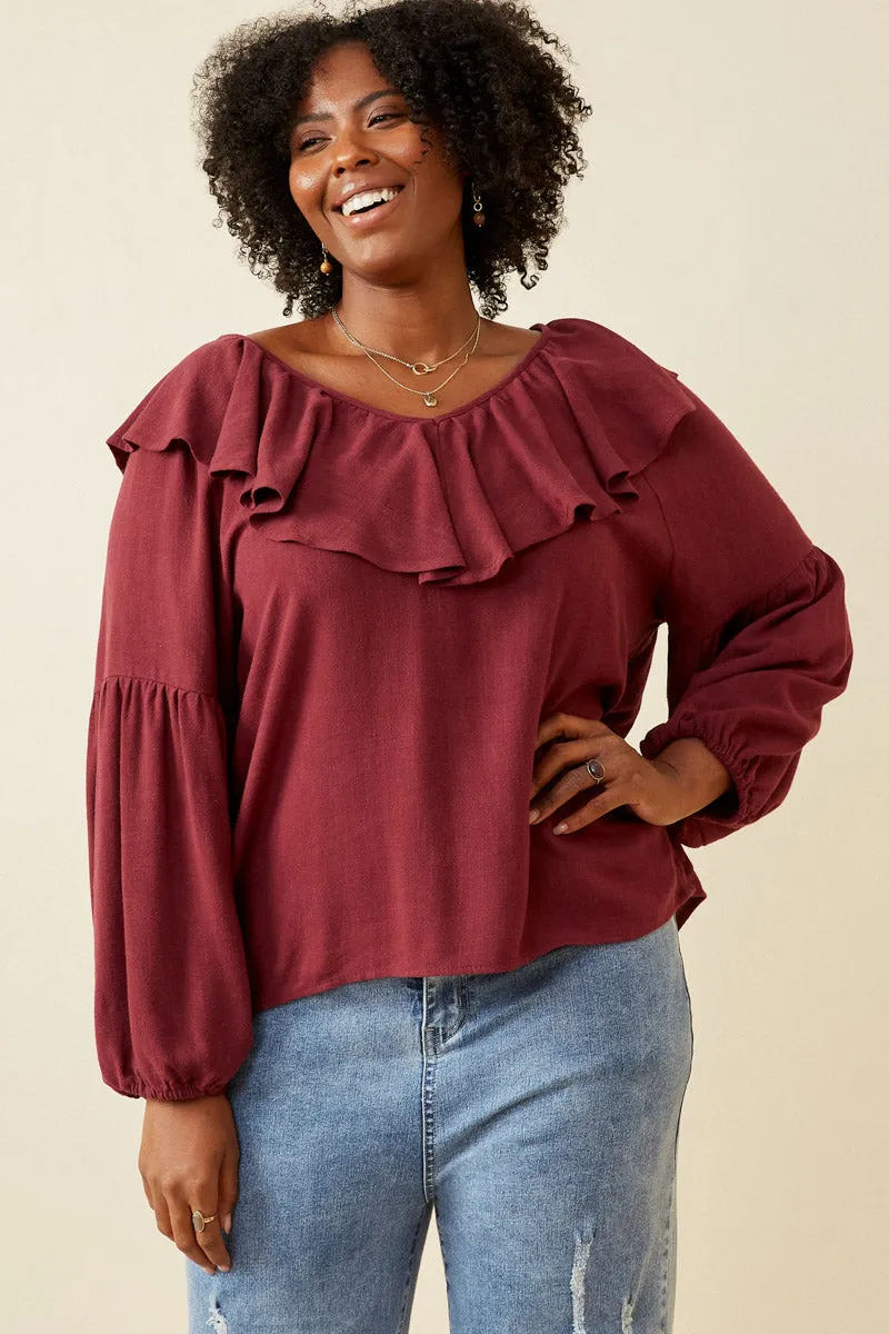 AirflowOptimized Design Office Attire Exaggerated Ruffled V Neck Puff Sleeve Top