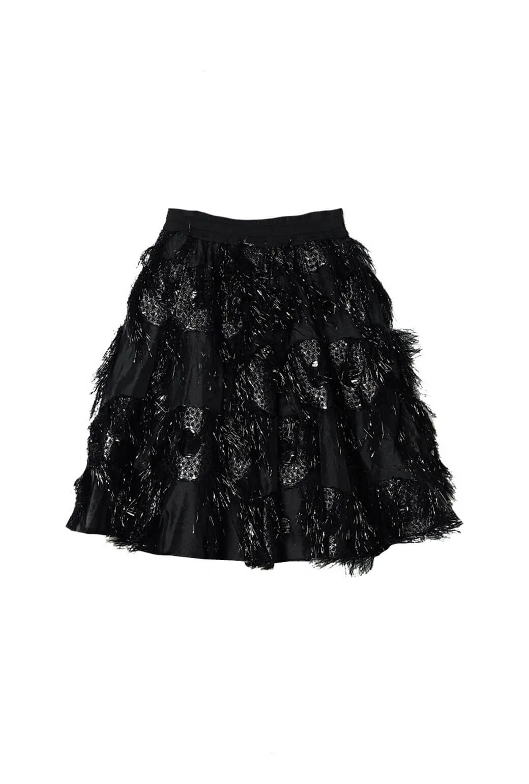 Heat Control Streetwear vibe Eyelash Elastic Waist MINI Skirt - Black