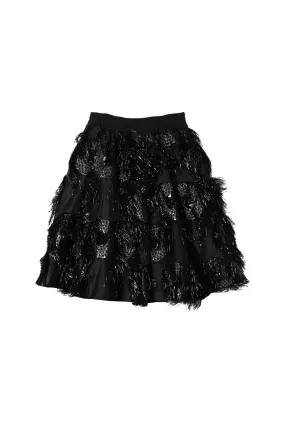 Heat Control Streetwear vibe Eyelash Elastic Waist MINI Skirt - Black