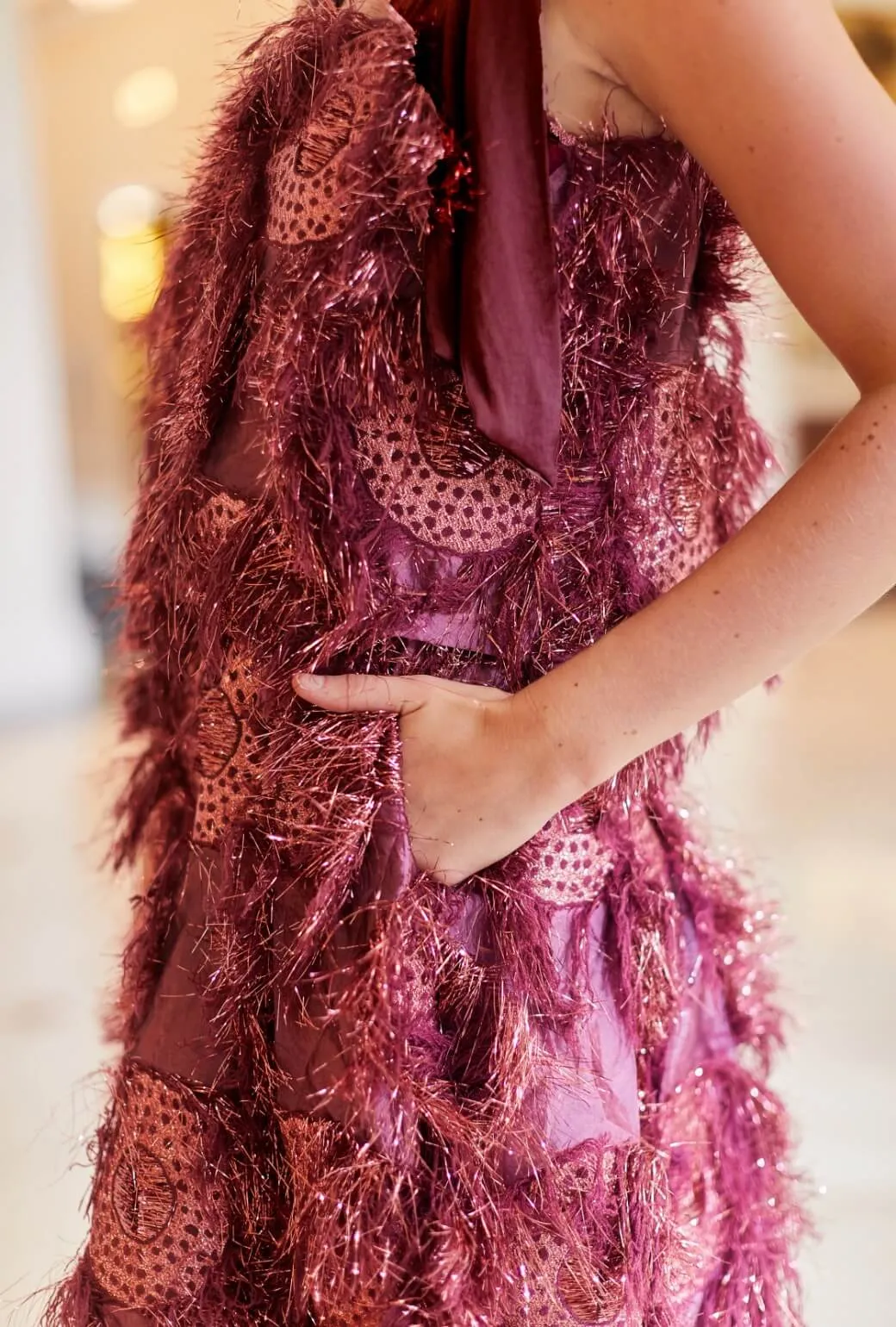 Eyelash Skirt - Bordeaux Eyelash Tapered leg