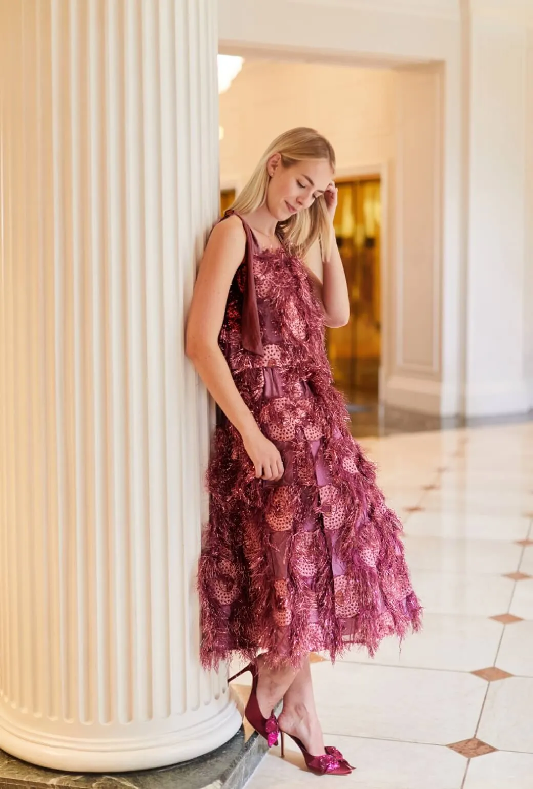 Anti Pilling Treatment Eyelash Skirt - Bordeaux Eyelash