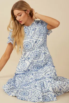 Eyelet Lace Scallop Sleeve Midi Dress Trend Appeal