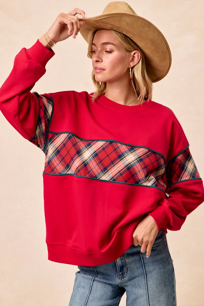 Versatile staple IT4744S-02 | CHRISTMAS THEME PLAID BLOCK TOP WITH BINDING