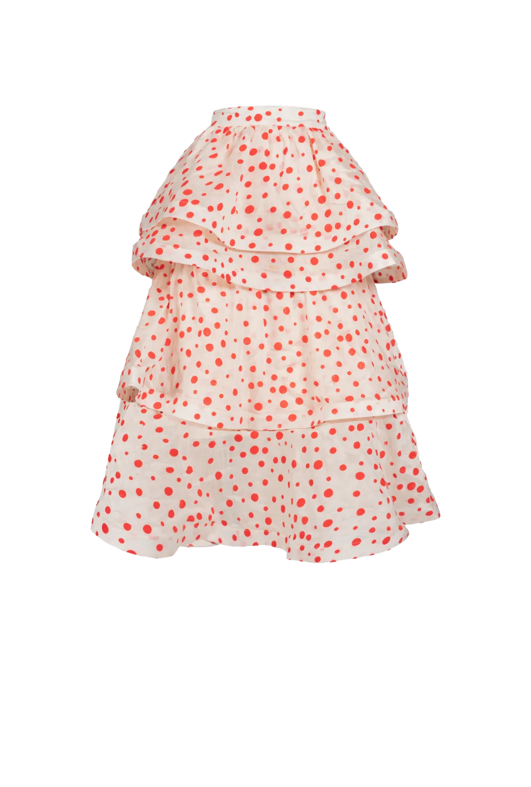 MIDI Teagan Tiered Skirt - Flocking Dot Water-resistant