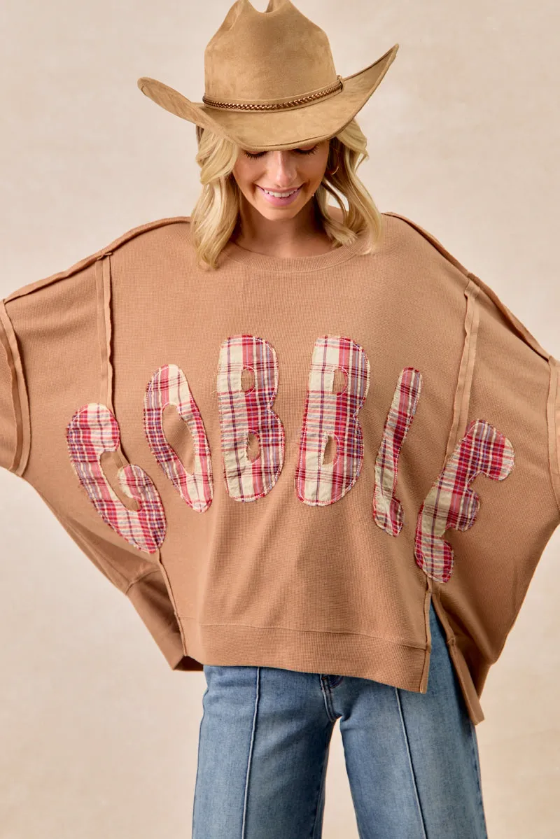 DurableConstruction IT3426G-26 | THANKSGIVING GOBBLE LETTER PATCHES SWEATSHIRT