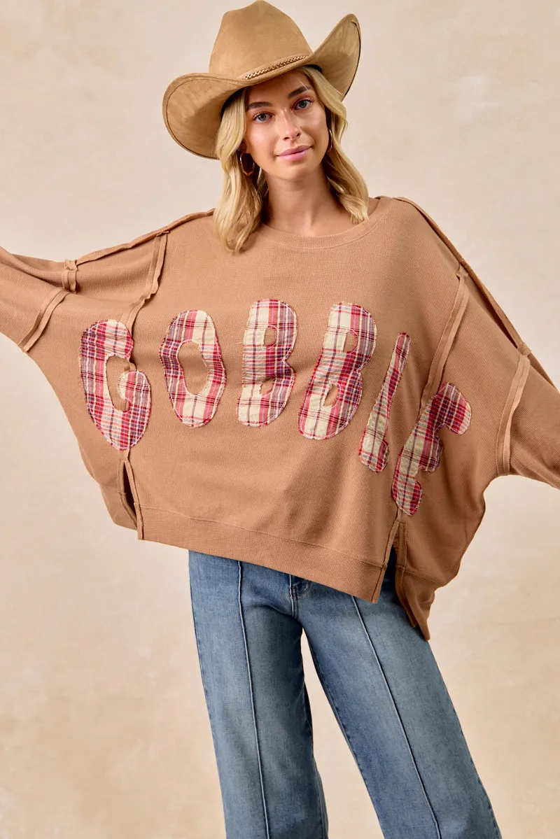 IT3426G-26 | THANKSGIVING GOBBLE LETTER PATCHES SWEATSHIRT Quick Access Zippers