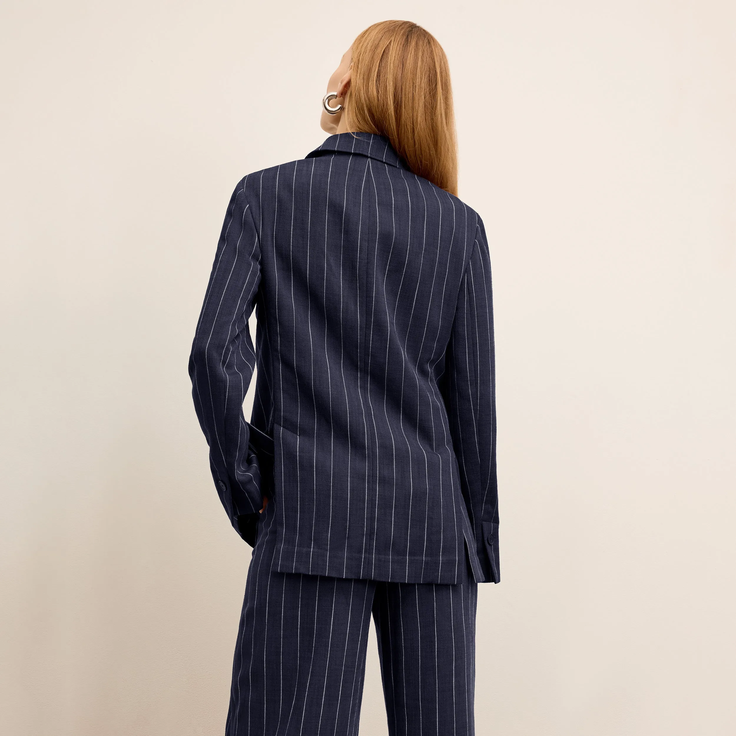 Teddy Breeze Jacket - Summer Pinstripe :: Navy/Ivory MoistureWicking Sustainable Cotton