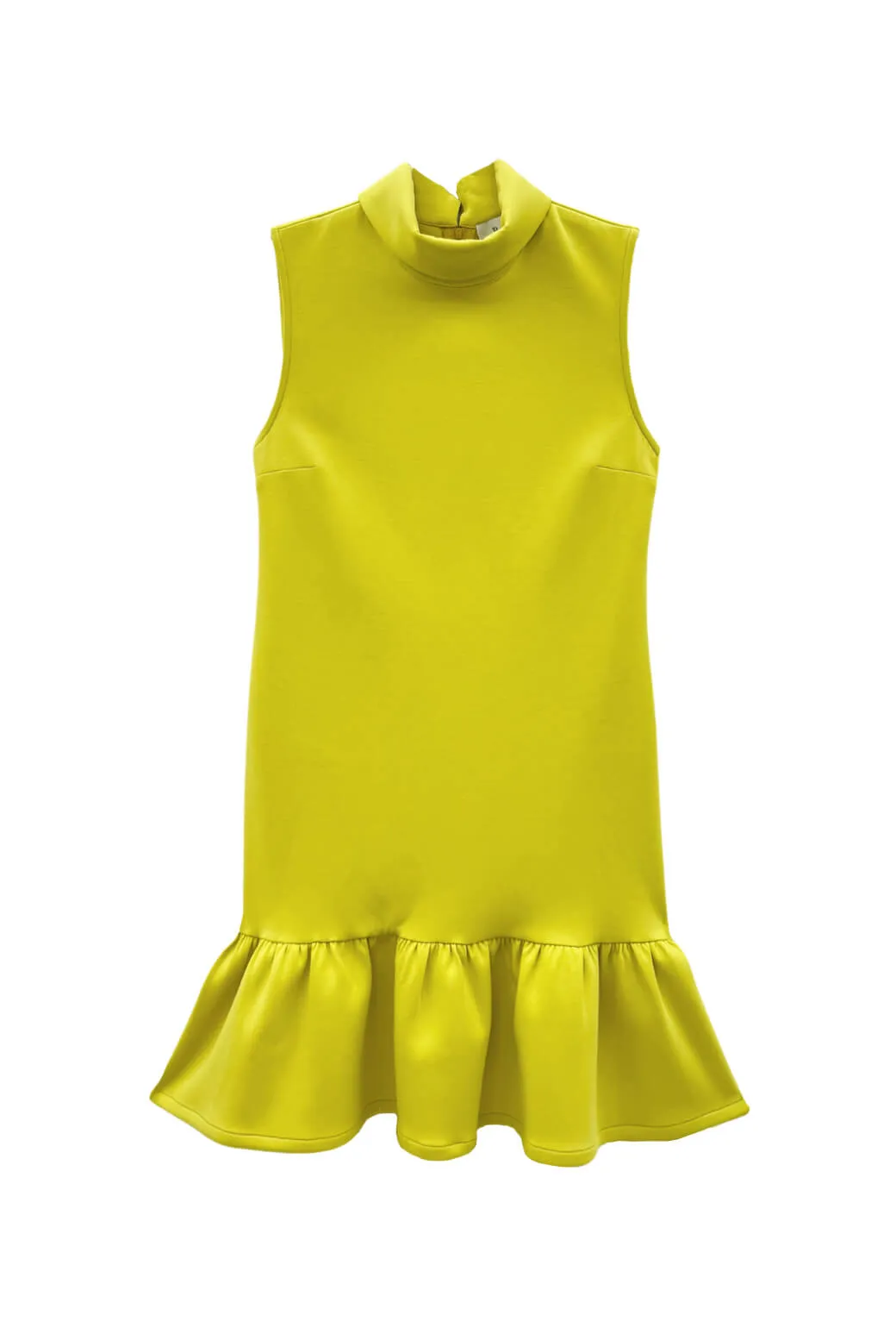 Stretchable Waistband Lightweight Knit The Birdie Dress - Chartreuse
