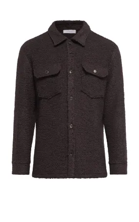 Fargo Overshirt in Chocolate Recycled Cashmere Boucle Compression Storage