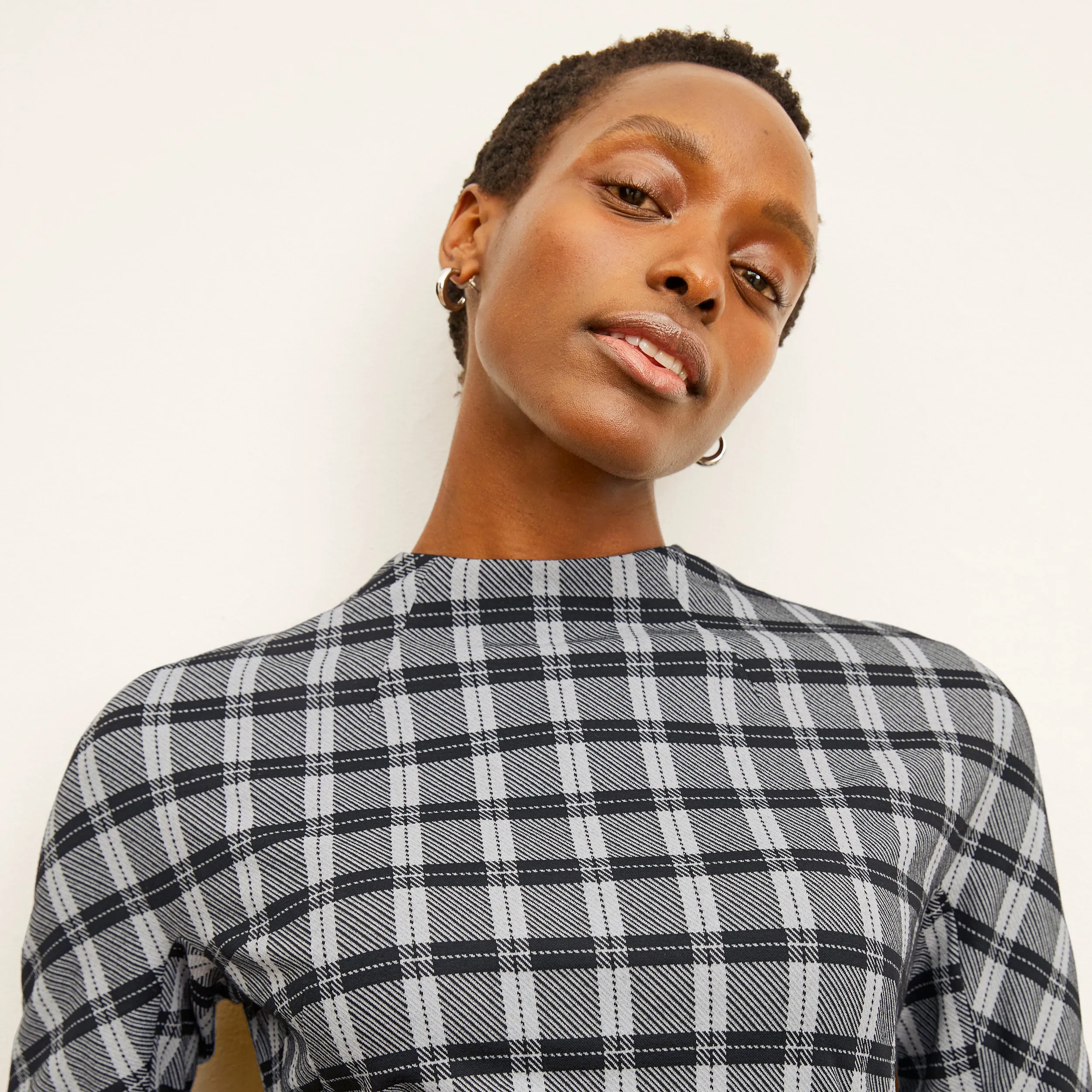 Adjustable Collar System DurableStitching Farnoosh Dress - Knit Suiting :: Checkmate