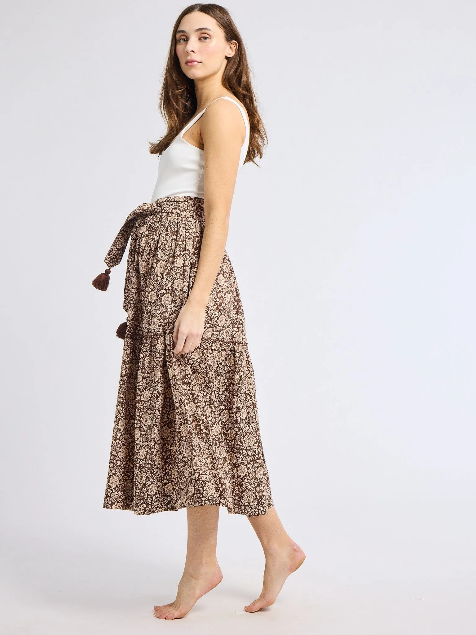 Franc?oise Skirt in Cocoa Floral quick dry Classic Design