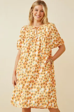 Floral Tie Detail Short Sleeve Dress Cruise-Wear