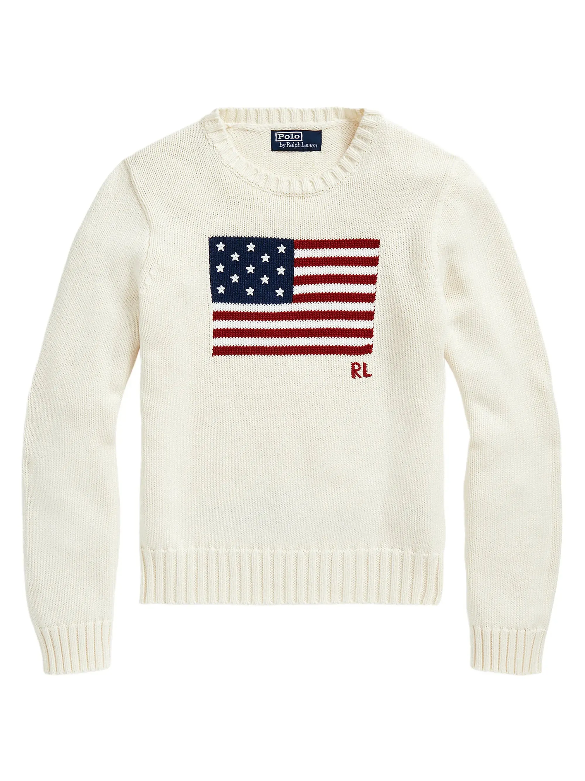 Self Cleaning Coating StretchMaterial POLO RALPH LAUREN FLAG COTTON CREWNECK