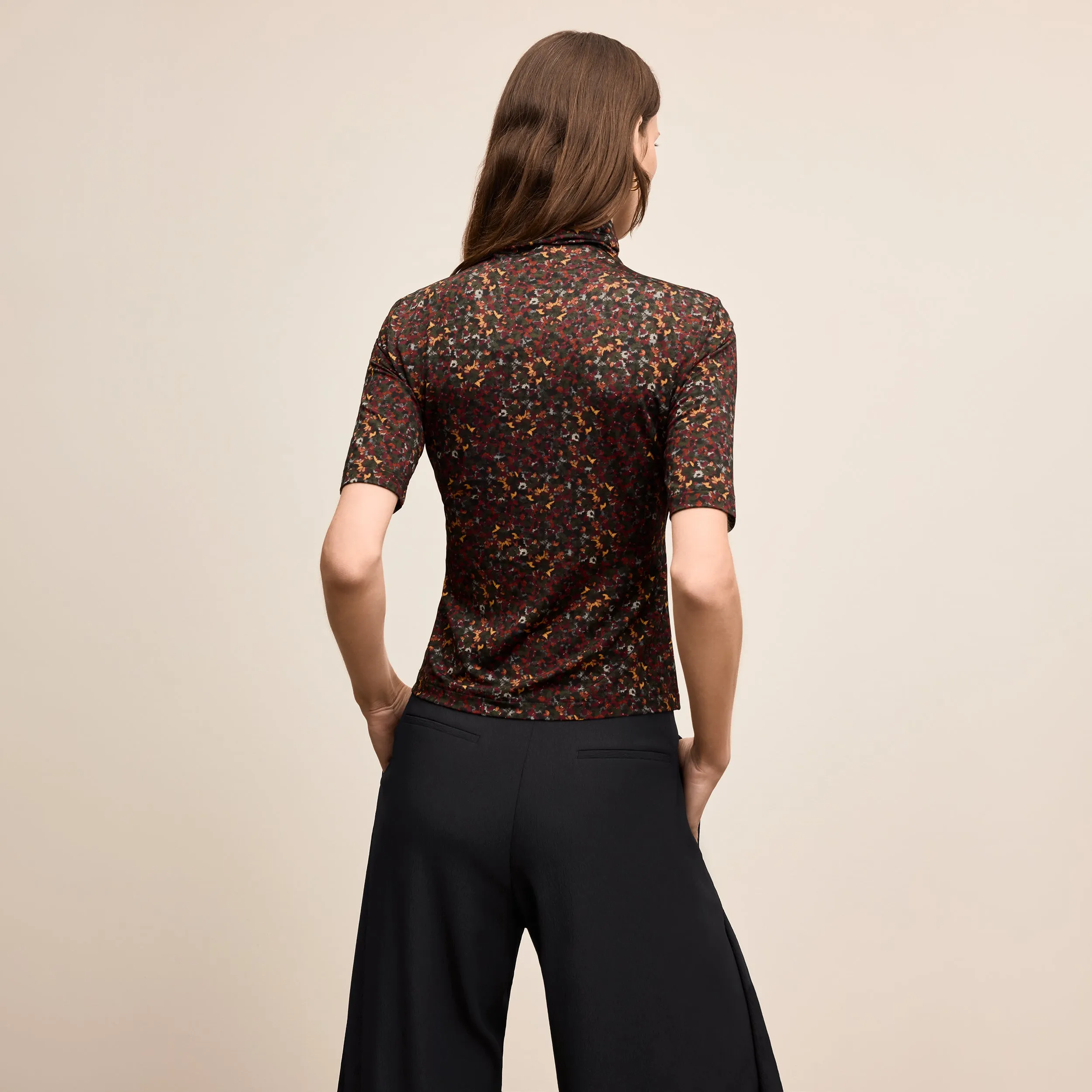 Jax Turtleneck Tee - Printed Jersey :: Autumn Floral Casual Fit LightweightConstruction
