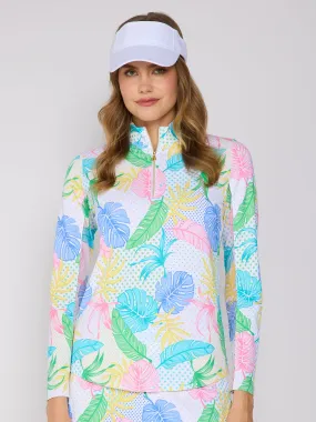 Quarter Zip Sun Protection Top In White Oasis MinimalistStyle Formal Wear