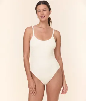 The Amalfi One Piece - Textured Weave - Gardenia - Classic Stylish Prints Coastal Escape