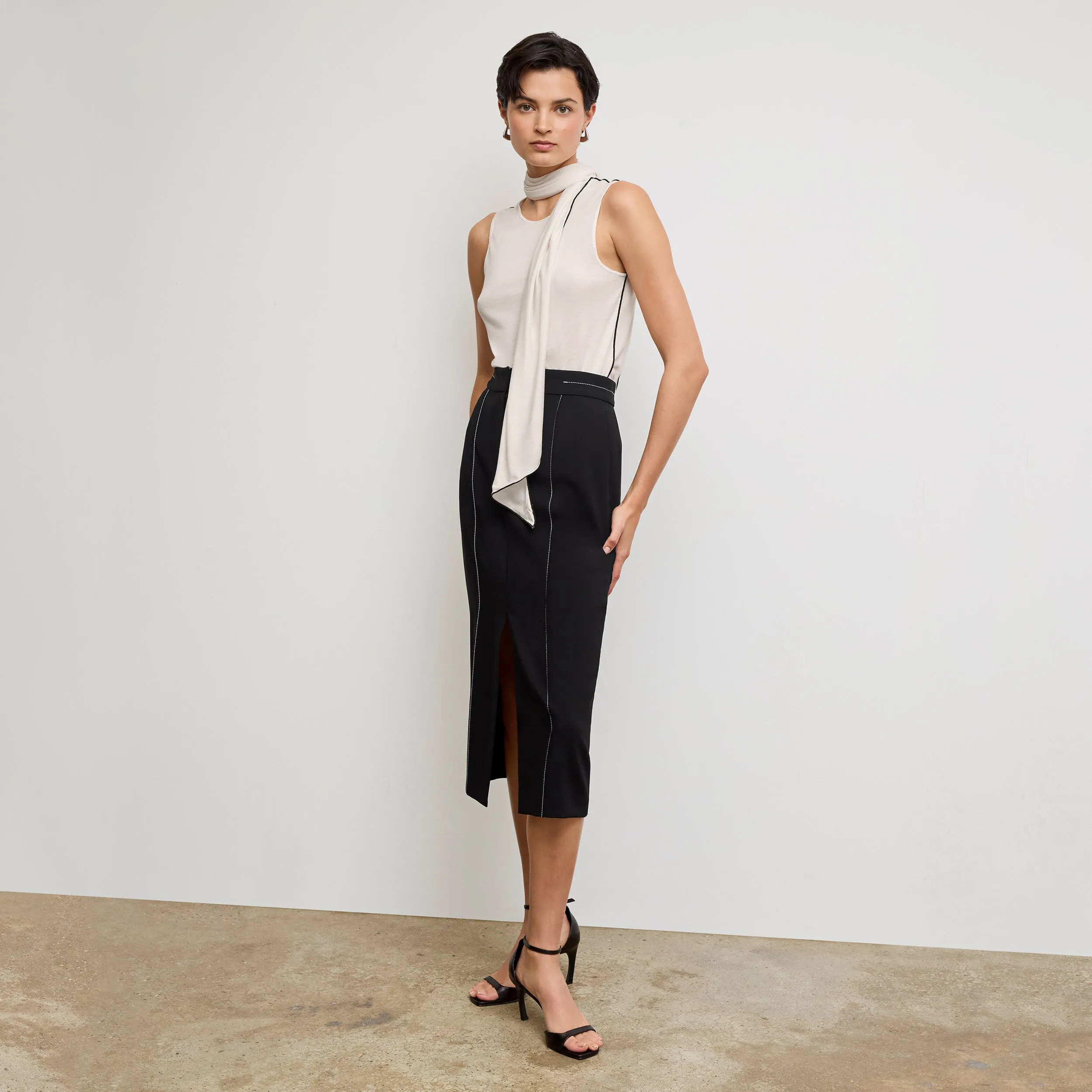 Felicity Scarf Tank - Cloud Jersey :: Ivory Tencel Blend Fabric FadeResistant Dye