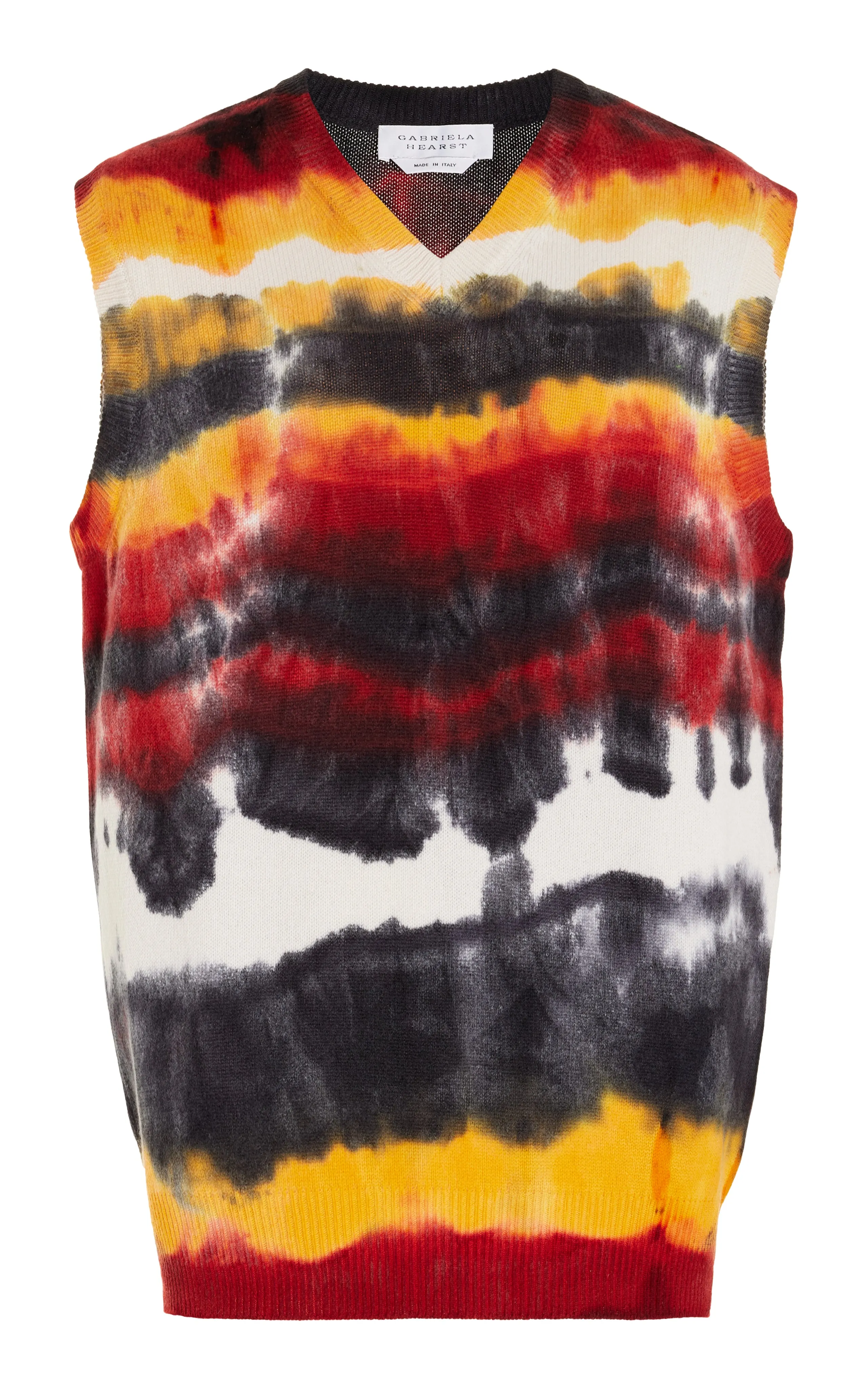 Fielding Knit Vest in Fire Tie Dye Cashmere LowMaintenance Care