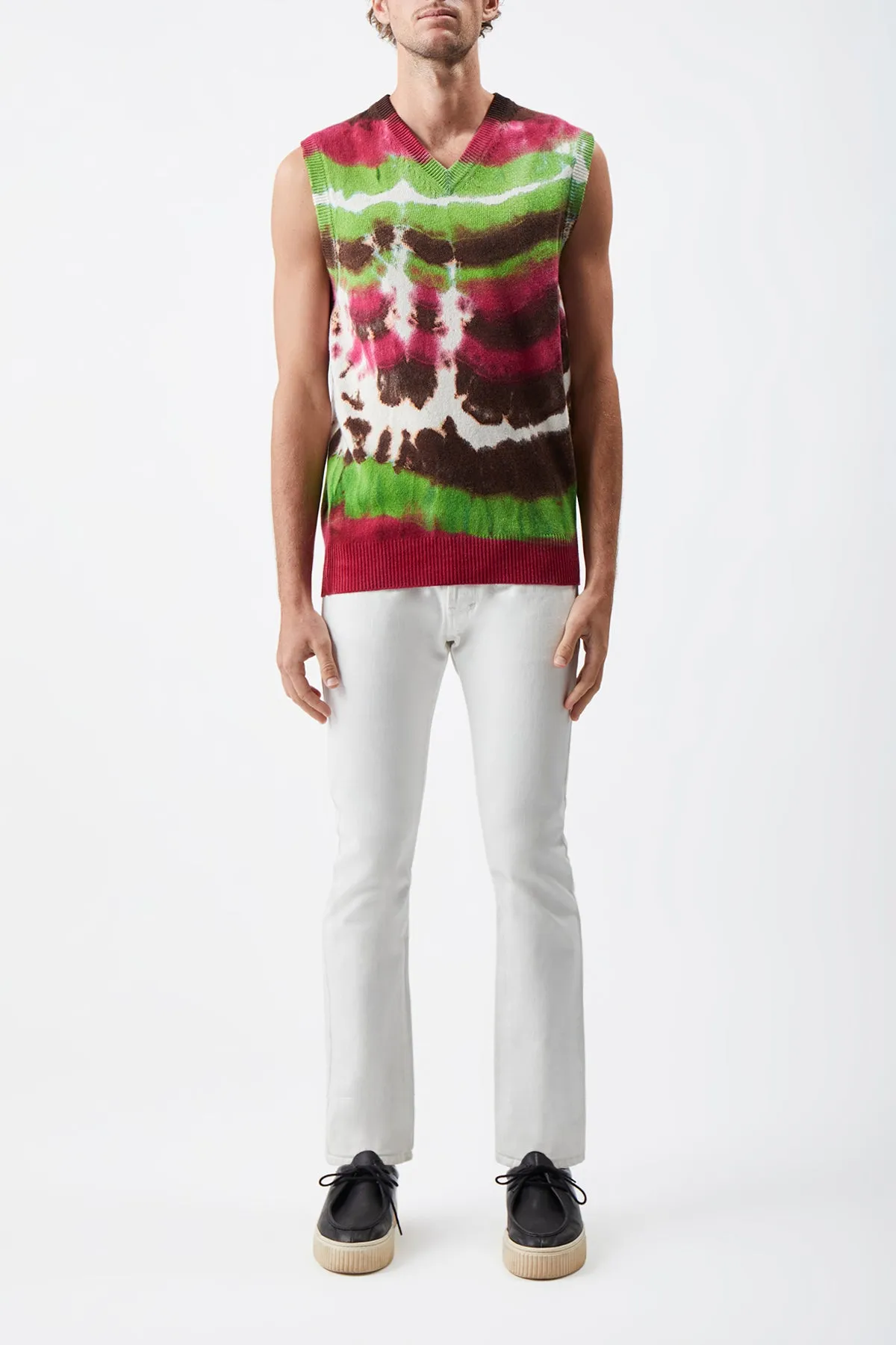 Airy Piece Fielding Knit Vest in Jewel Tie Dye Cashmere
