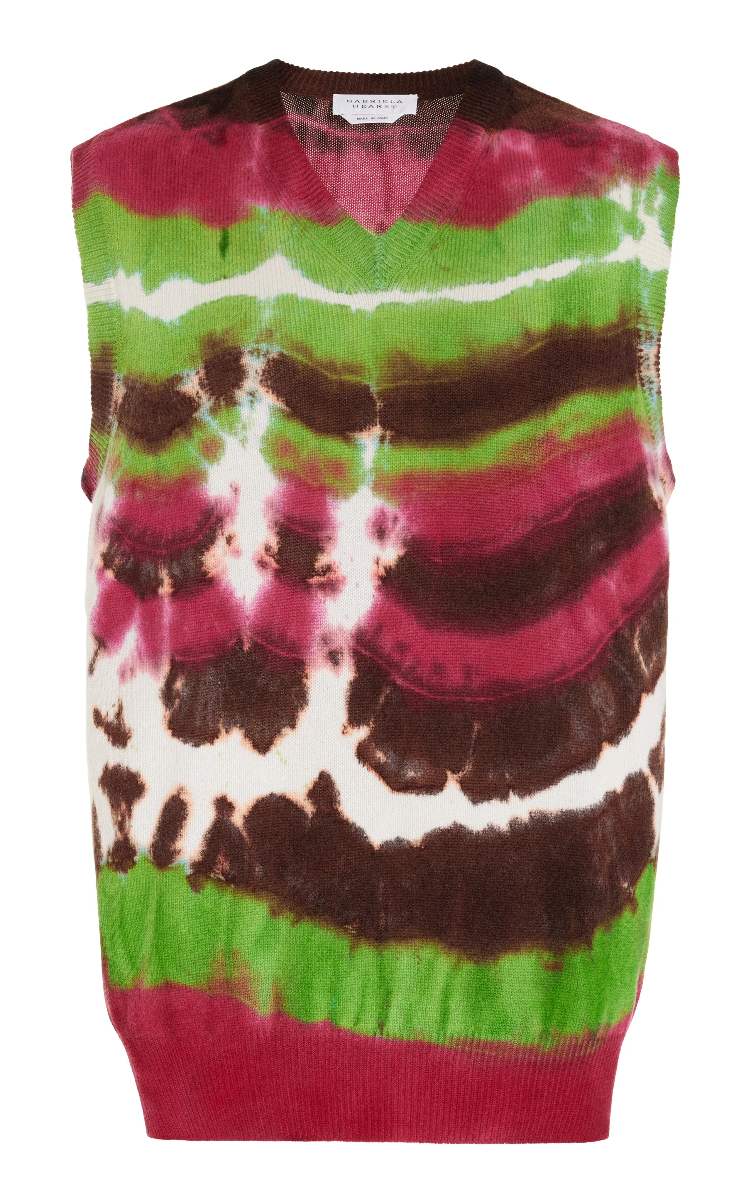 Pure Shape Colorfast Dyed Knit Fielding Knit Vest in Jewel Tie Dye Cashmere