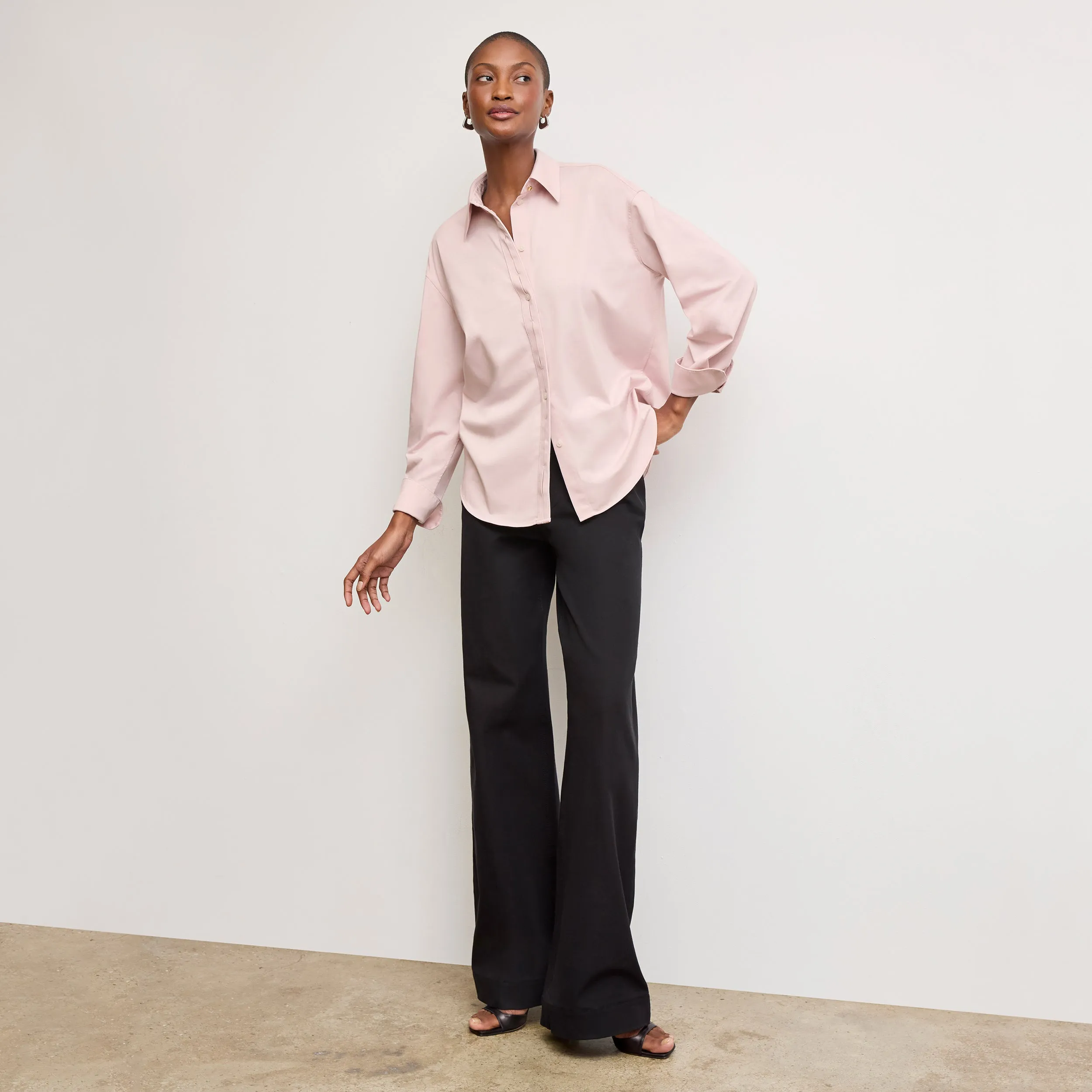 Filomina Friday Shirt - Knit Poplin :: Tulip Trendy Appeal NonRestrictiveCollar