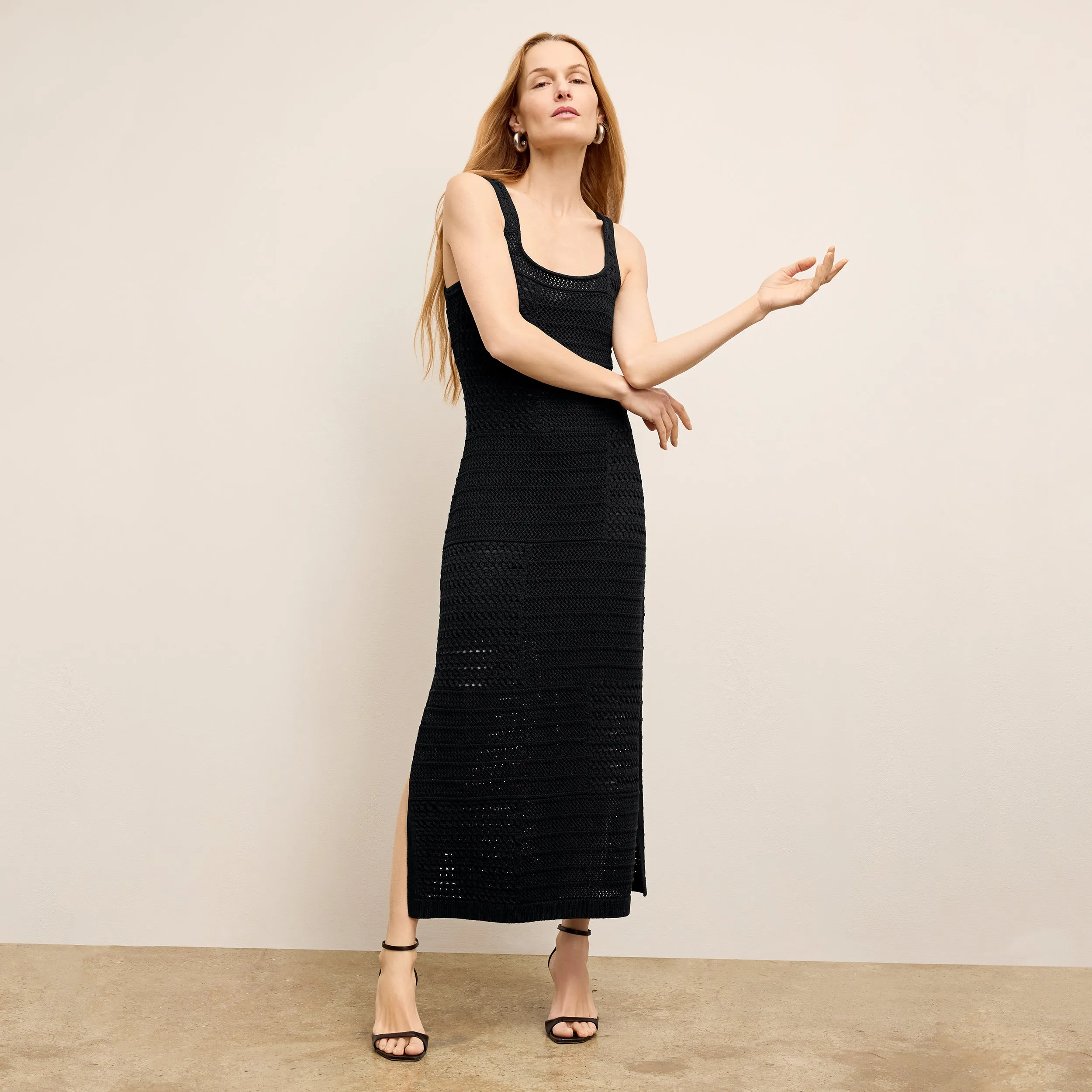 Fina Dress - Crochet Knit :: Black Layered Look