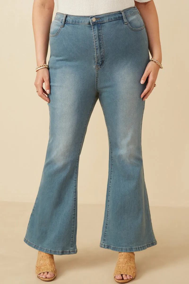 FlexibleKnees Flared Elastic Waist Stretch Denim Jeans