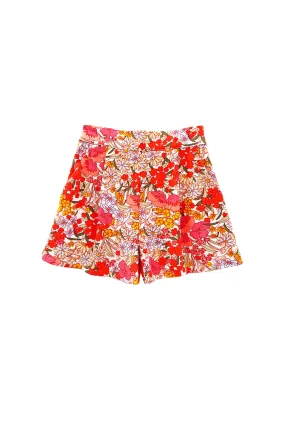 Flexible Knees Flat Front Everyday Shorts - 60's Floral