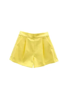 ResilientStretch Tagless Neckline Design Flat Front Everyday Shorts - Yellow Topaz
