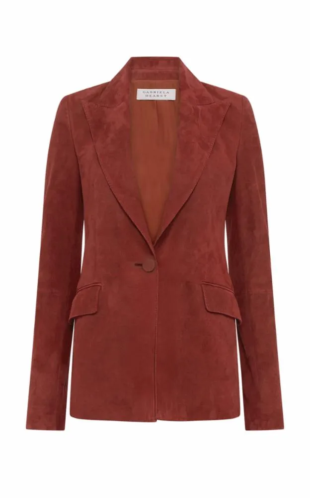 Leiva Blazer in Burnt Sienna Suede FoldableFeature