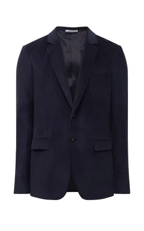 Durable Color Retention Breathable3DKnit Irving Jacket in Dark Navy Sea Island Cotton Corduroy