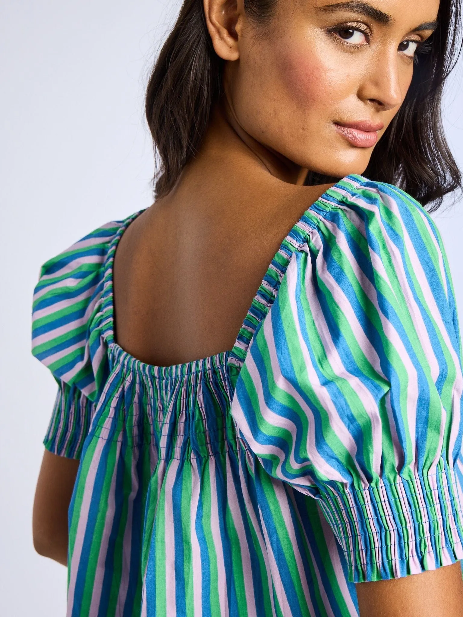 HygienicCoating MinimalistAesthetic Caro Top in Printemps Stripe