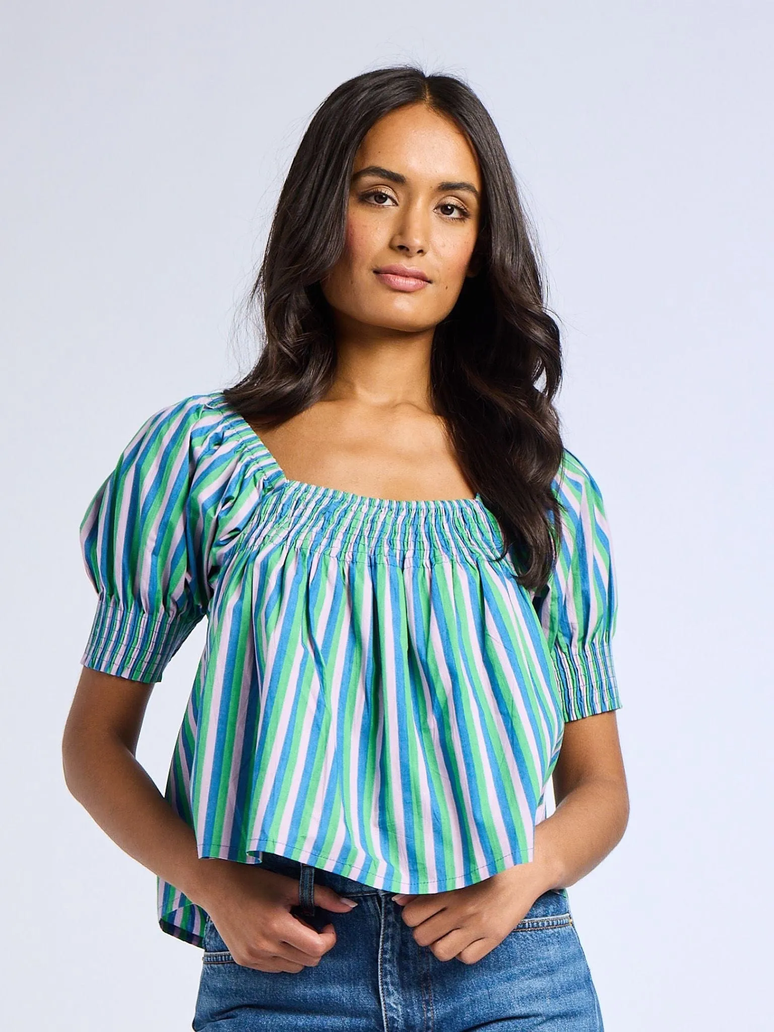 Caro Top in Printemps Stripe Gym Wear LongLastingDurability