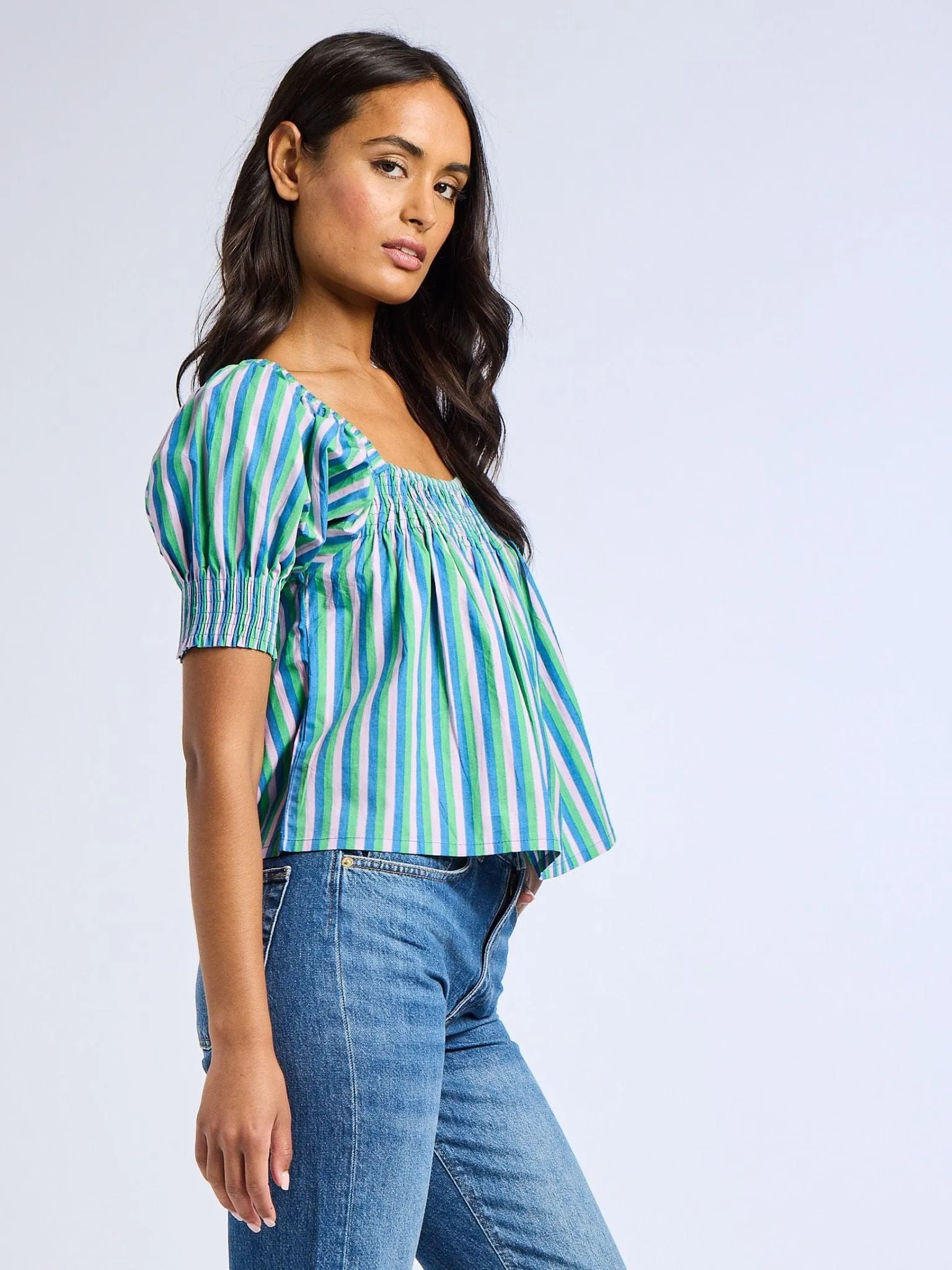 Caro Top in Printemps Stripe Sustainable Manufacturing