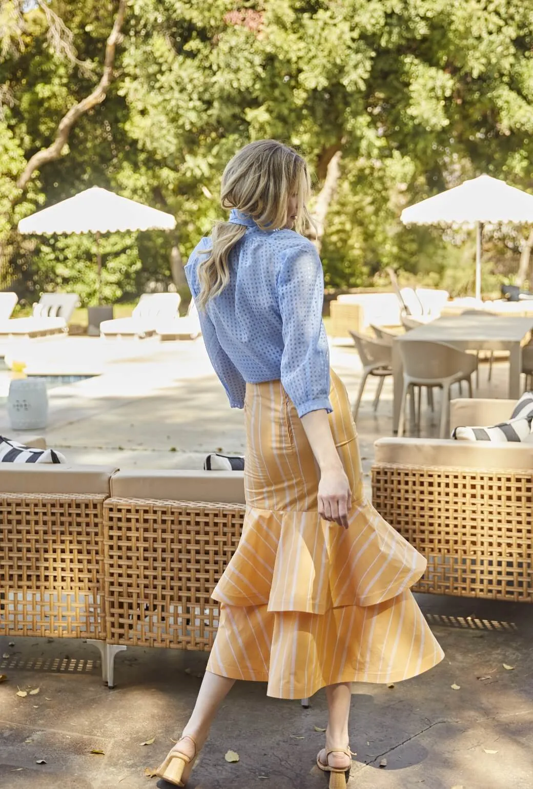 The Trumpet Teagan - Clementine Stripe Comfy Waistband Decorative stitching