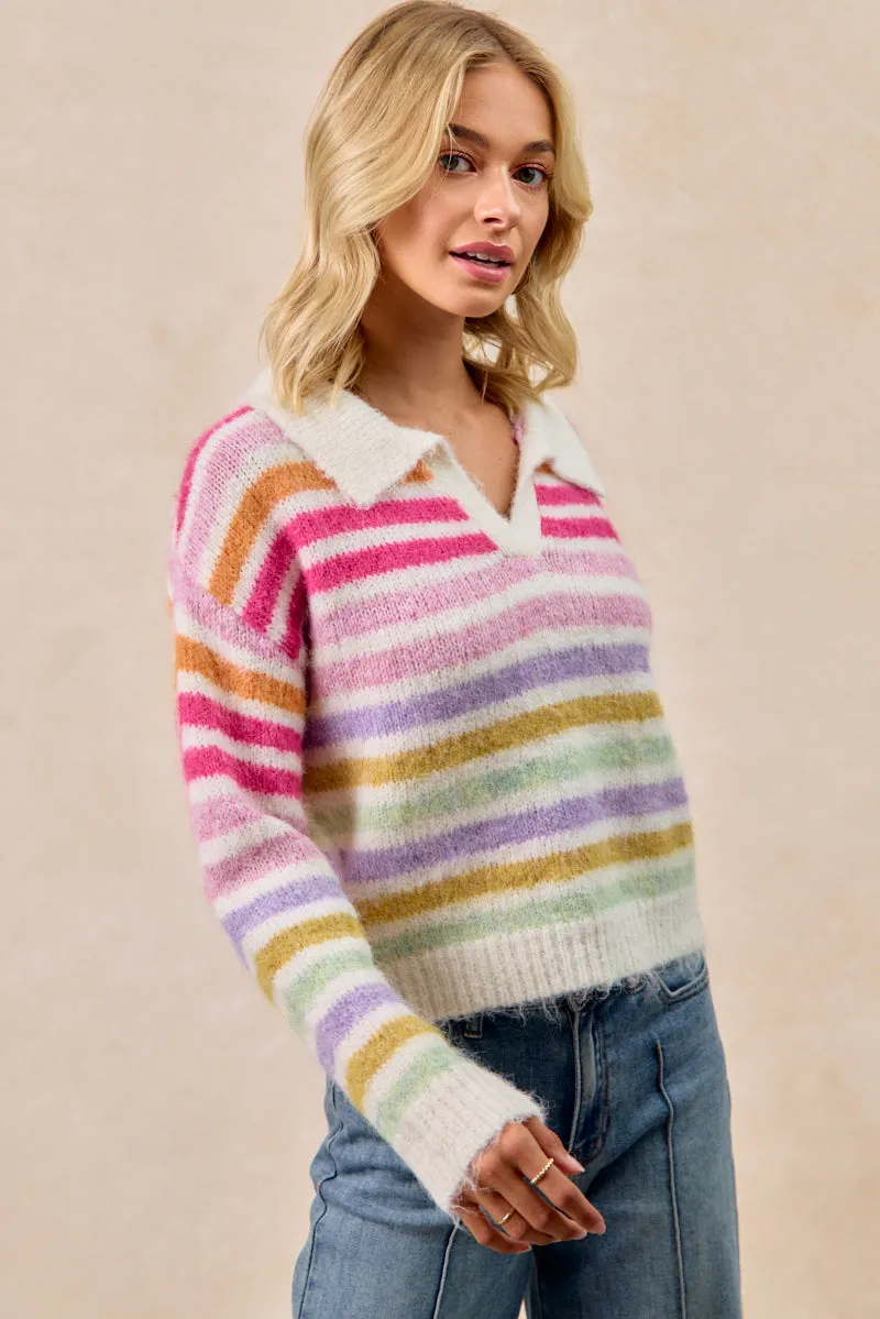 Top Guard Heavyweight Durability IT4714-01 | MULTI COLOR STRIPED SWEATER TOP