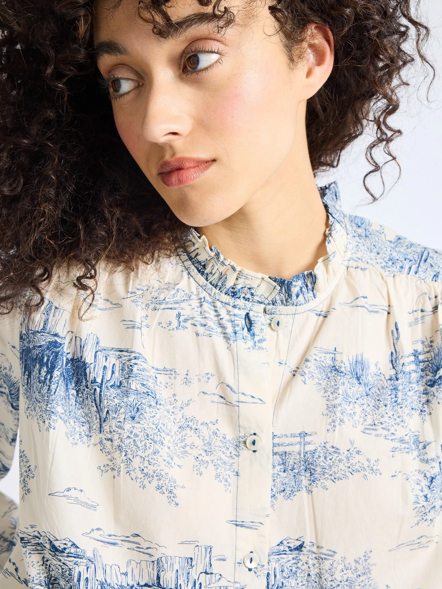 Resilient Fabric Blend Francesca Top in Western Toile