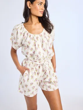 SoftTouchBrushedInterior Naomi Top in Rose Block Print