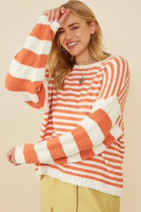 Ultra Soft Stripe Blocked Pullover Sweater Clean Fit Active Layer