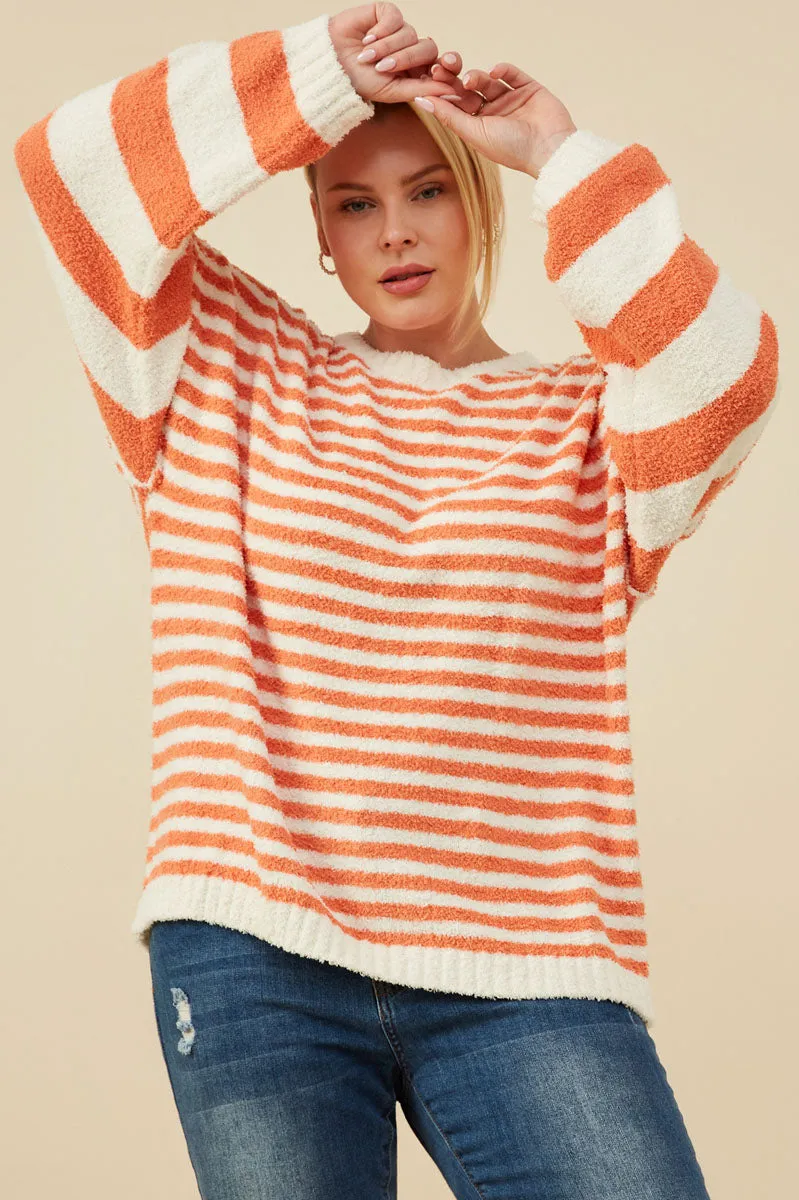 Ultra Soft Stripe Blocked Pullover Sweater Heat Reflective Lining Functional Pockets Style
