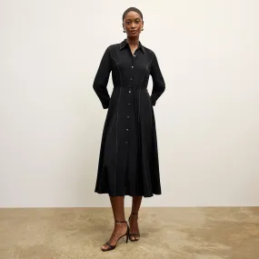 Pepper Dress - Washable Silk Top Stitch :: Black Sport Hoodie MinimalistStyle