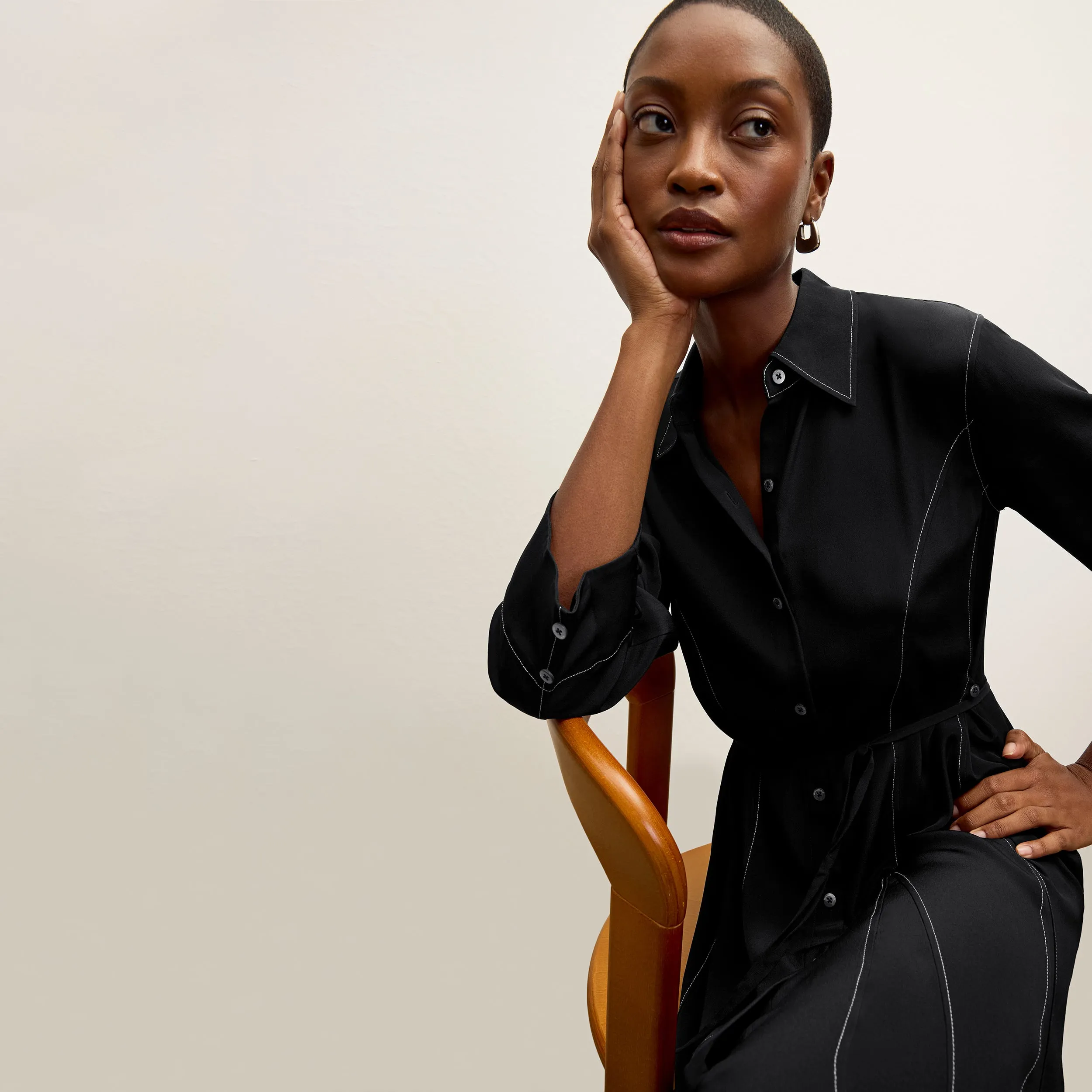 Advanced Moisture Management Pepper Dress - Washable Silk Top Stitch :: Black NoSlip Grip Tapered Cut