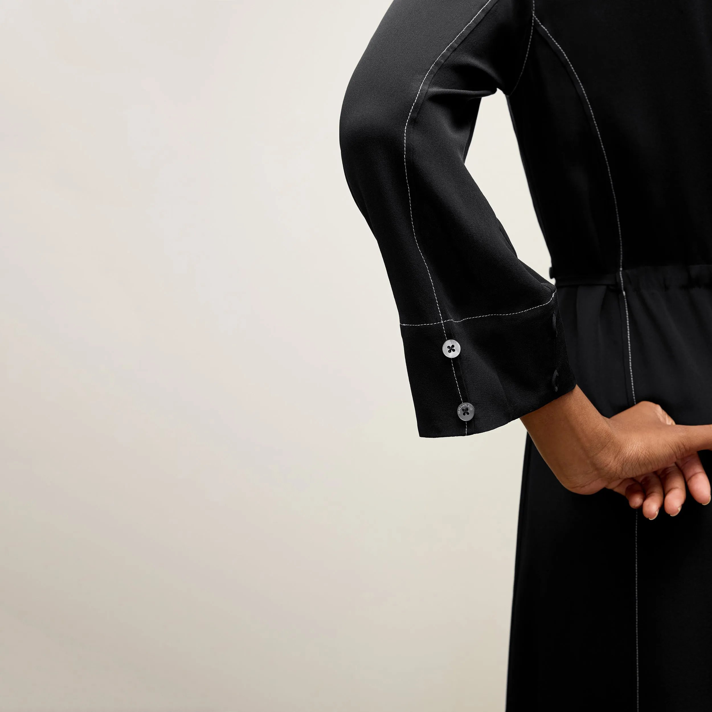 Heat Regulating Fabric BlendMaterials Advanced Moisture Management Pepper Dress - Washable Silk Top Stitch :: Black