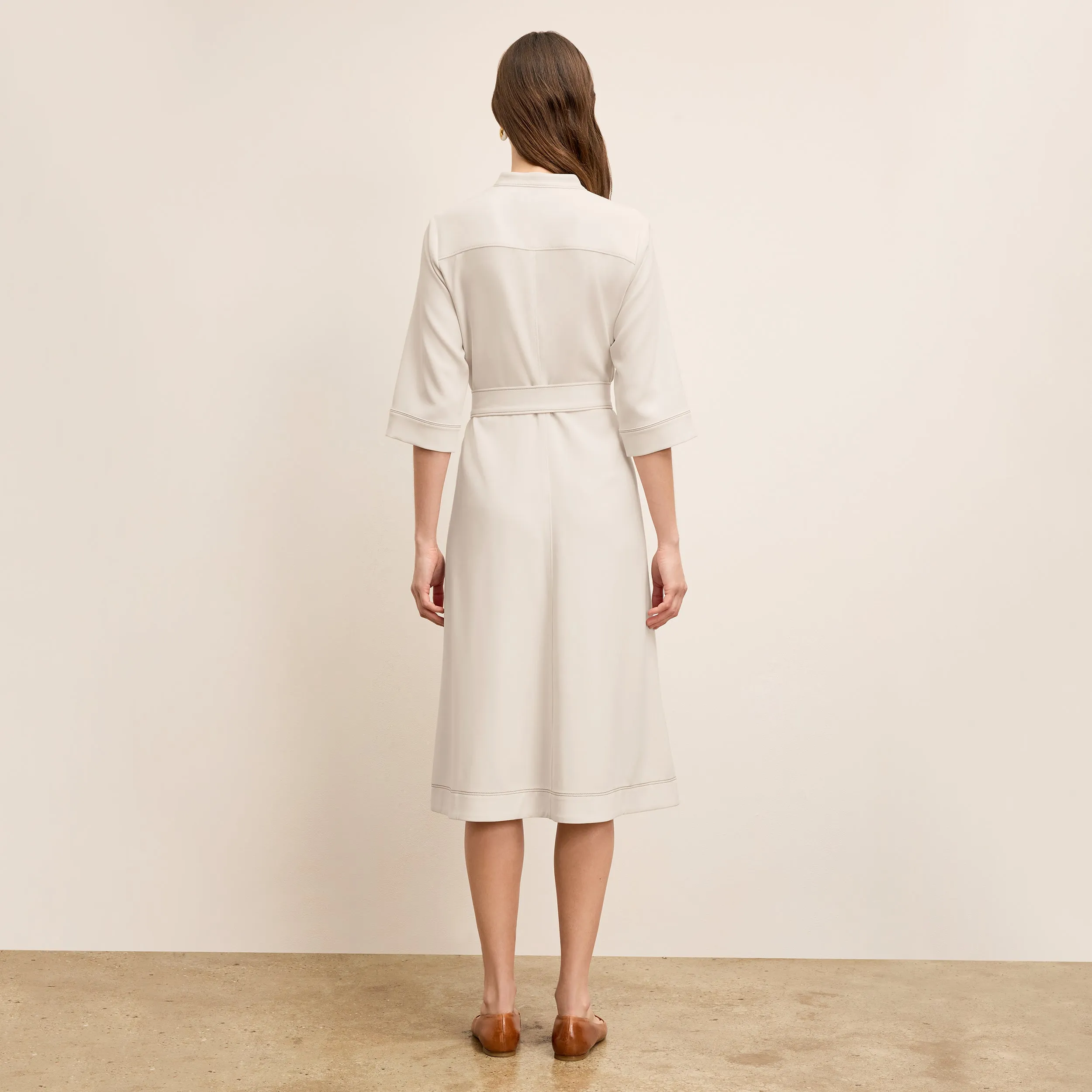 Lauleh Dress - Everyday Crepe with Topstitch :: Eggshell Quick Dry Material