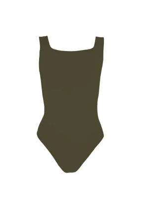 NoTagLabel NoiseReduciting Zipper Sleeveless Body Suit - Olive