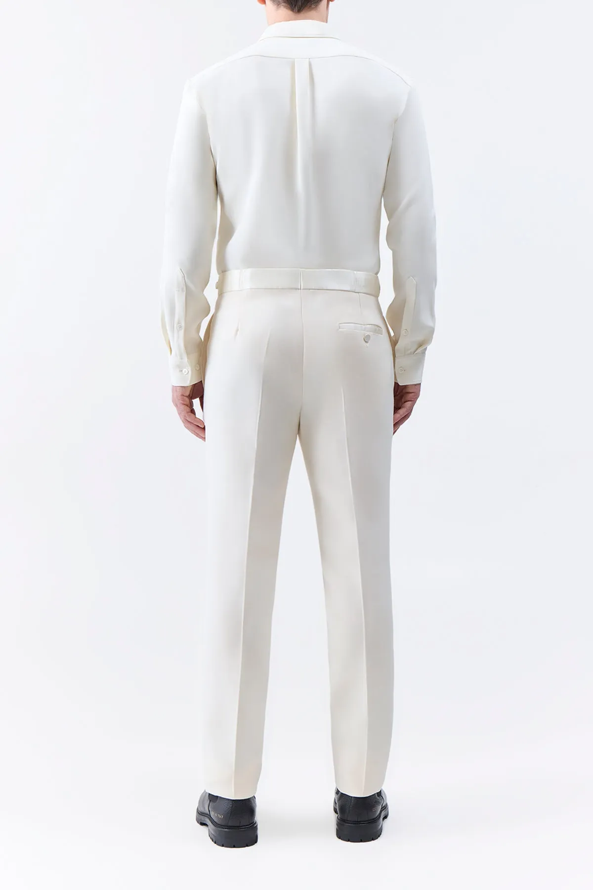 Simons Pant in Ivory Wool Silk Cady Modern Color Palette