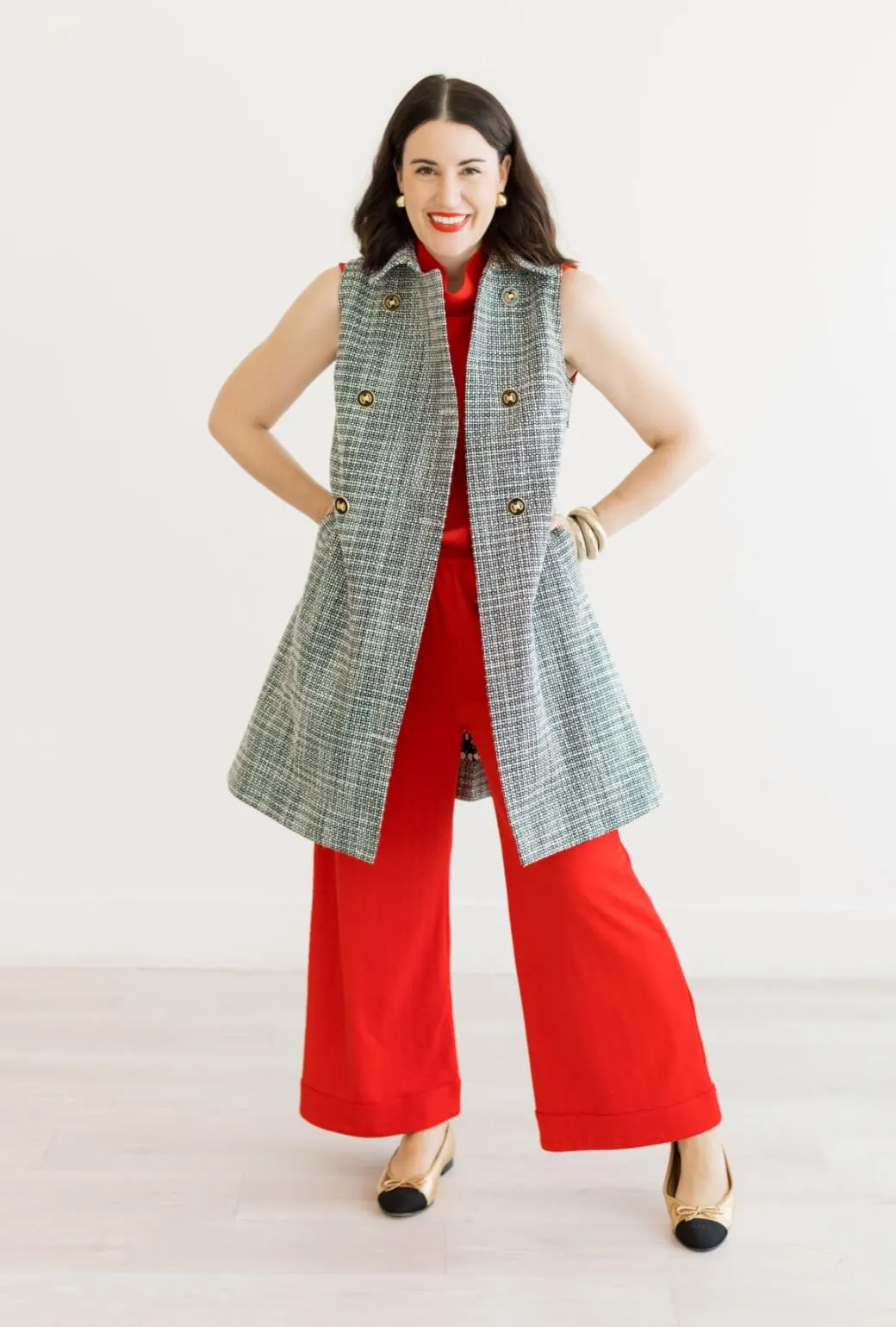 Buru x Val Wide Leg Knit Trouser - Rouge Jacquard Knit ErgonomicStitching UVProtectionCoating