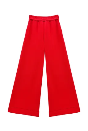 Buru x Val Wide Leg Knit Trouser - Rouge Jacquard Knit Built-in shorts AbrasionResistantPanels